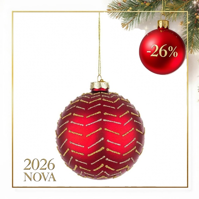 Novog. kićanka-kuglica Ines fi 10cm crvena Bizzotto