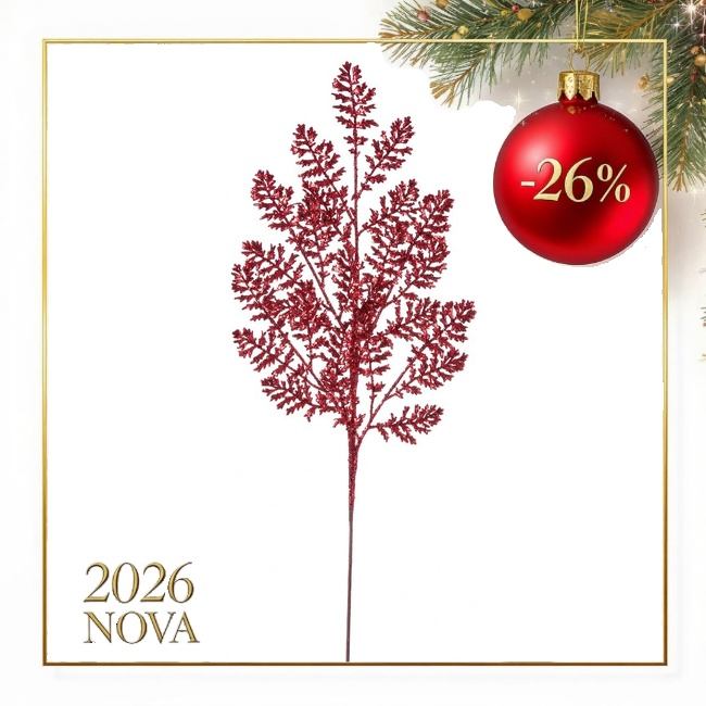 Novog. ukras grana Katelyn 70cm crvena Bizzotto