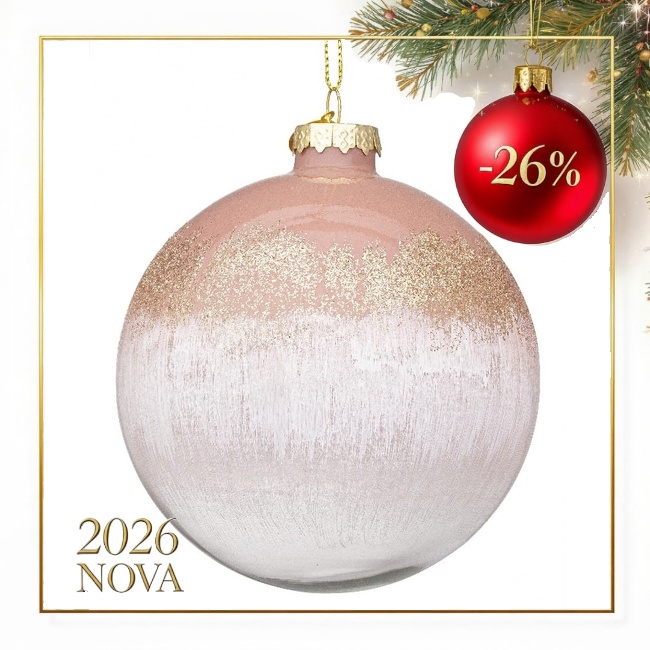 Novog. kićanka - kuglica Elegance fi 10cm roza Bizzotto