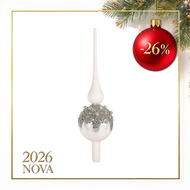 Novog. kićanka - vrh za jelku Gleeful 30cm bijeli/boja srebra Bizzotto