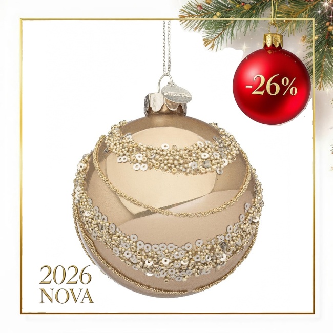 Novog. kićanka - kuglica Cheerful fi 8cm boja šampanjca Bizzotto