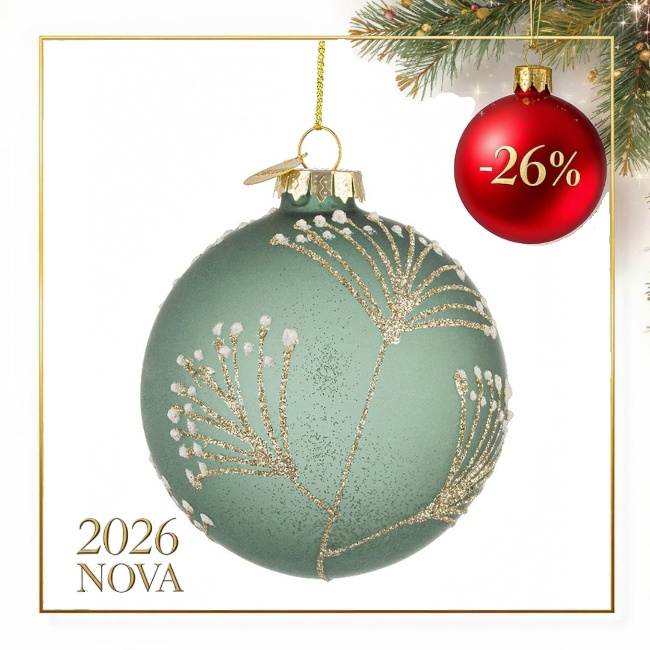 Novog. kićanka - kuglica Bloom fi 8cm zelena Bizzotto