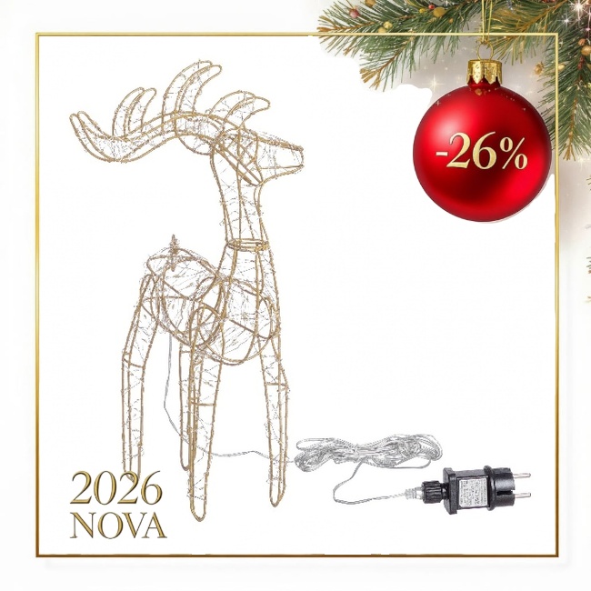 Novog. dekoracija - irvas Hoover 45cm sa 300 microled lamp. Bizzotto