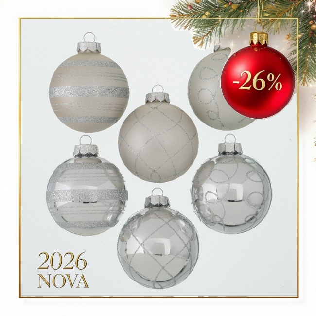 Novogod. kićanka - kugla Vincia fi 8cm boja srebra sort Boltze