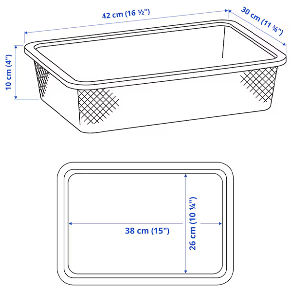 TROFAST 42x30x10cm Mrežasta kutija za odlaganje, tamnosiva