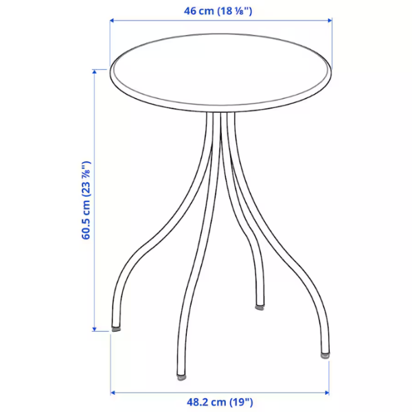 TANEBRO 46cm Pomoćni stočić, svijetla sivobež