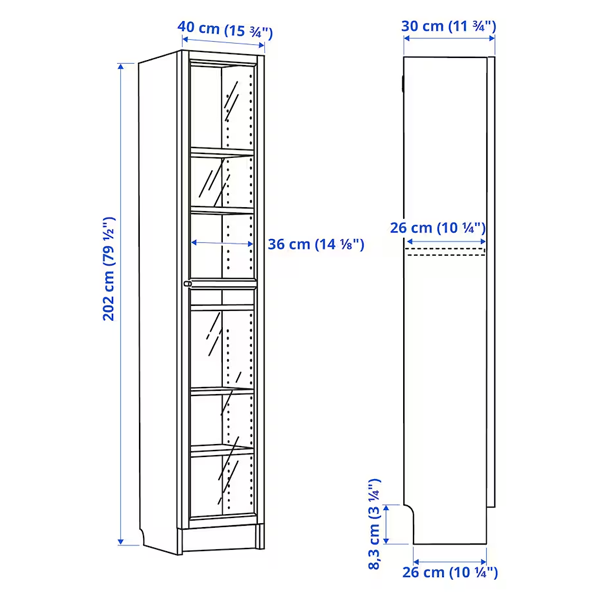 BILLY/OXBERG 40x30x202cm Biblioteka sa stakl. vratima, bijela/staklo