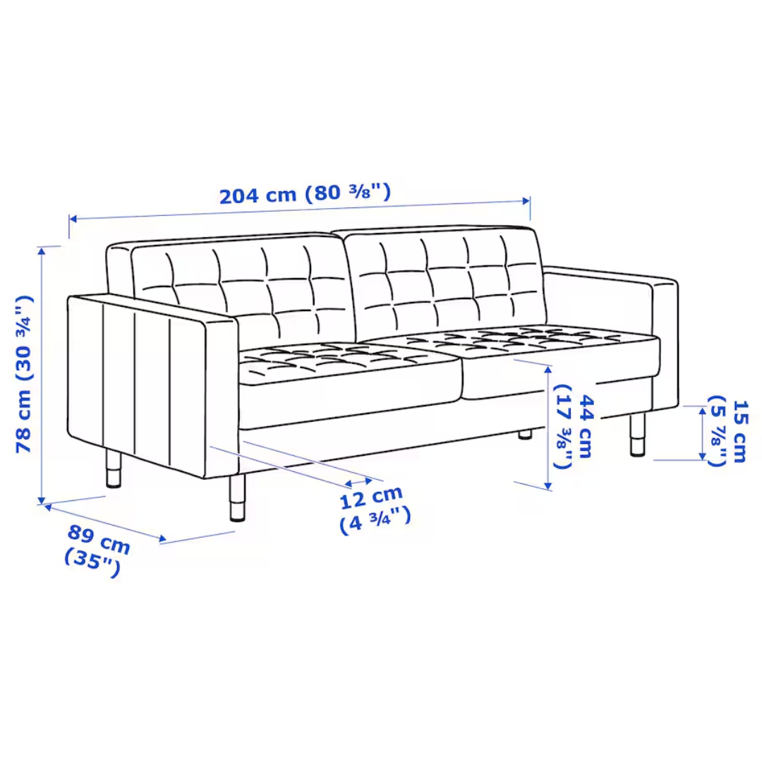 LANDSKRONA Sofa trosjed, Gunnared svijetlozelena/drvo