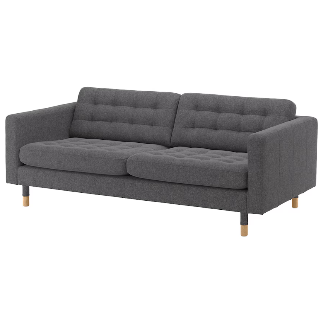 LANDSKRONA Sofa trosed, Gunnared tamnosiva/drvo