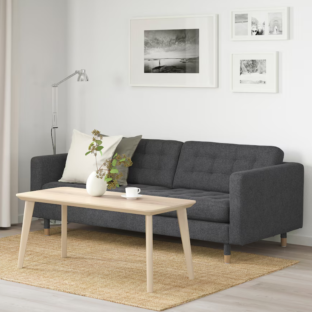 LANDSKRONA Sofa trosed, Gunnared tamnosiva/drvo