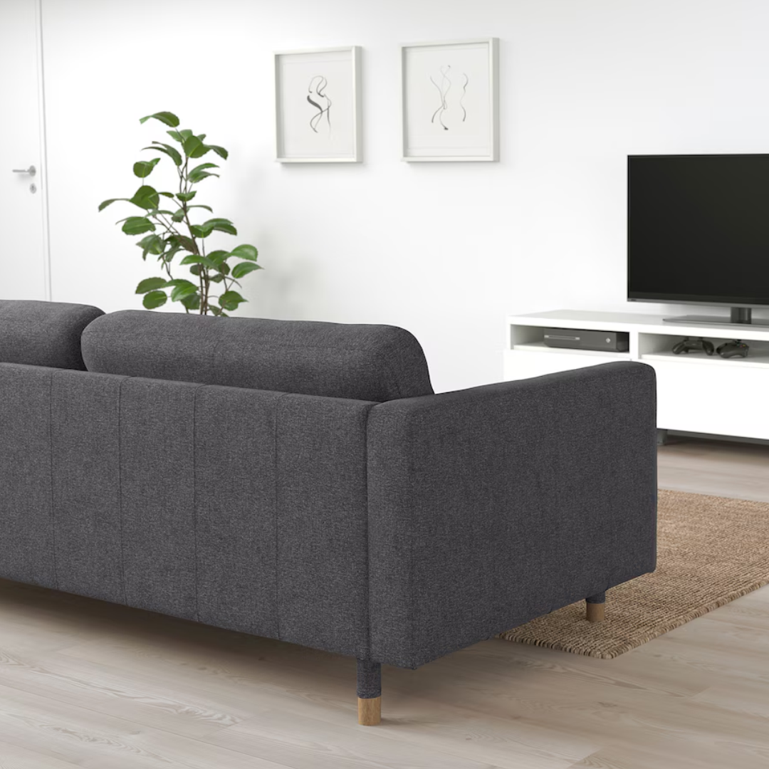 LANDSKRONA Sofa trosed, Gunnared tamnosiva/drvo