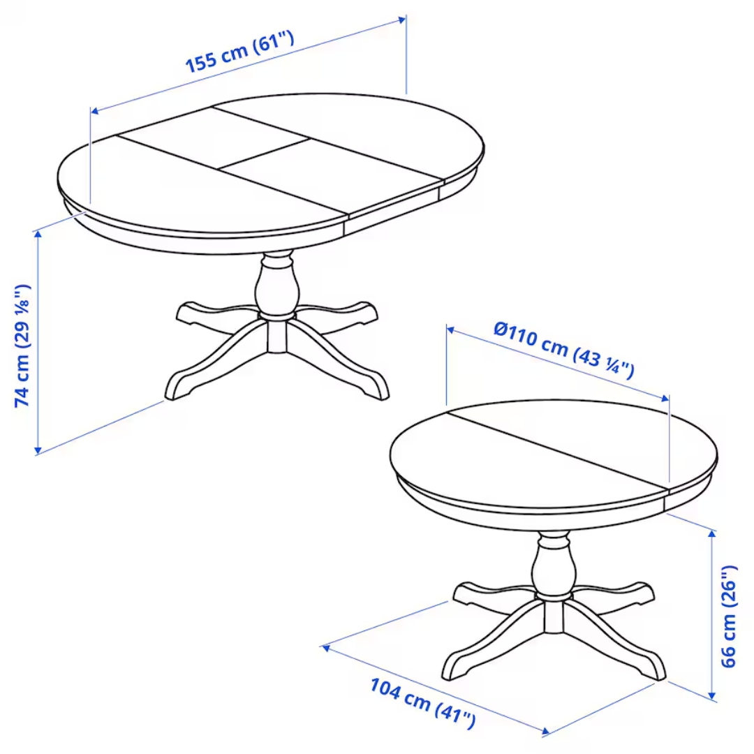 INGATORP 110/155cm Produživi sto, crna