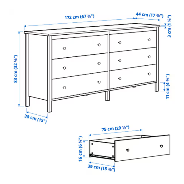 KOPPANG 172x83cm Komoda sa 6 fioka, bijela