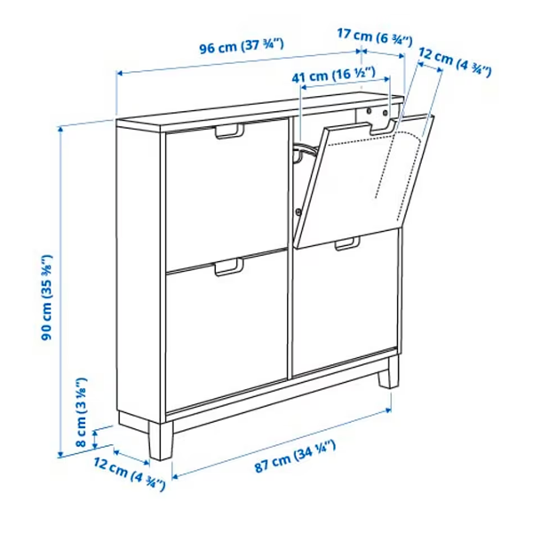 STALL 96x17x90cm Cipelar sa 4 odeljka, hrastov furnir