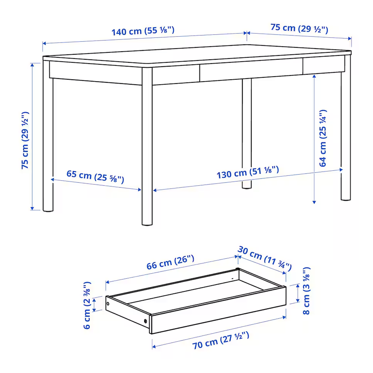 TONSTAD 140x75cm Radni sto, hrastov furnir