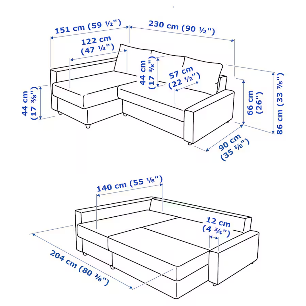 FRIHETEN Ugaona sofa ležaj sa odlaganjem, Faringe svijetlosiva