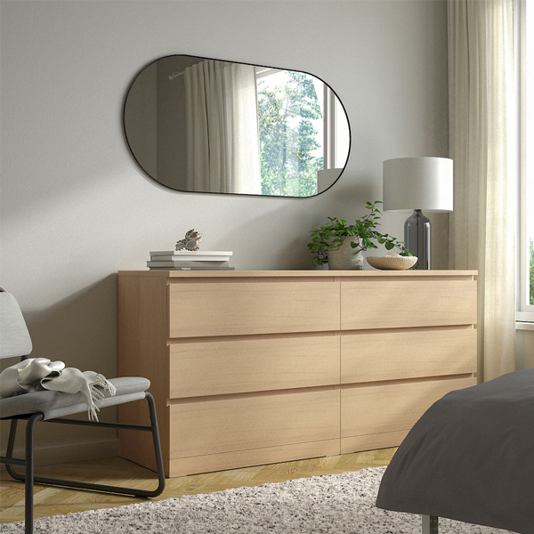 MALM 160x78cm Komoda sa 6 fioka, bijelo b. hrastov furnir