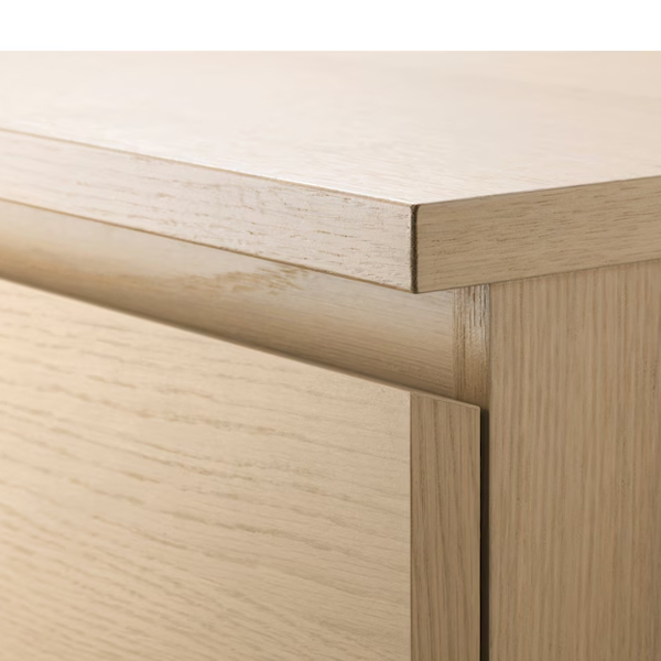 MALM 160x78cm Komoda sa 6 fioka, bijelo b. hrastov furnir