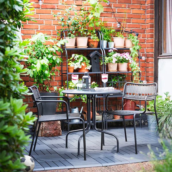 LACKO Stolica s rukohvatima,spolja, tamnosiva