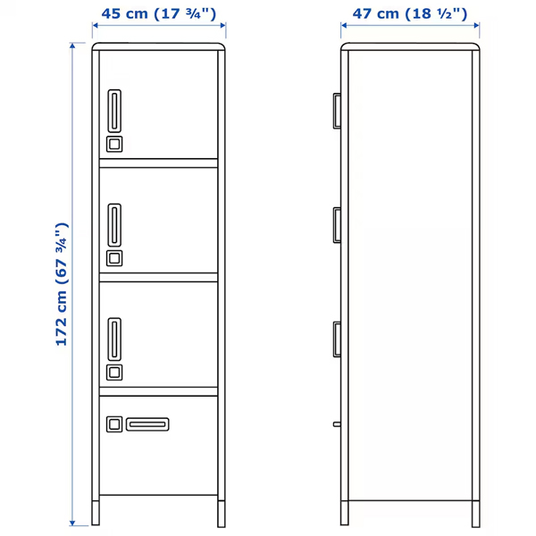 IDASEN 45x172cm Visoki element s fiokom i vratima, tamnosiva