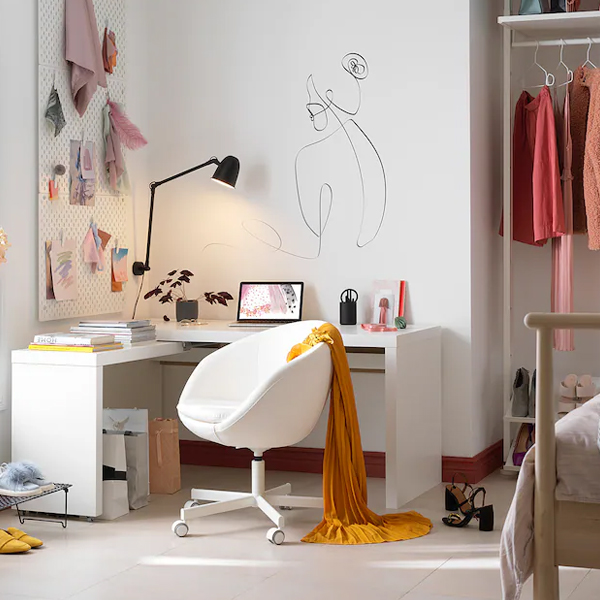 MALM 151x65cm Radni sto s izvlačnom pločom, bijela