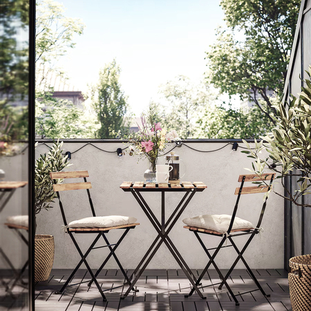 SET Akacija baštenski sto i 2 stolice, drvo-metal