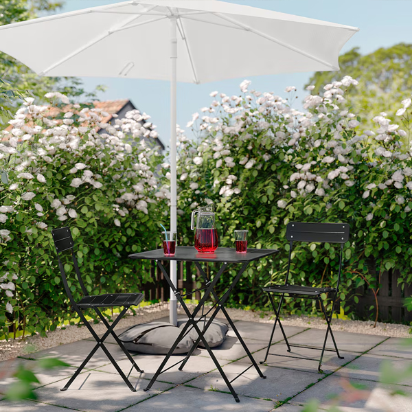SUNDSO 65x65cm Sto i 2 sklopive stolice, boja antracita