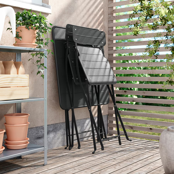 SUNDSO 65x65cm Sto i 2 sklopive stolice, boja antracita