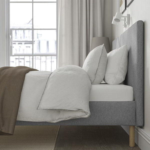 TARNKULLEN Tapecirani okvir kreveta, Tibbleby bež/siva/Luroy, 140x200 cm