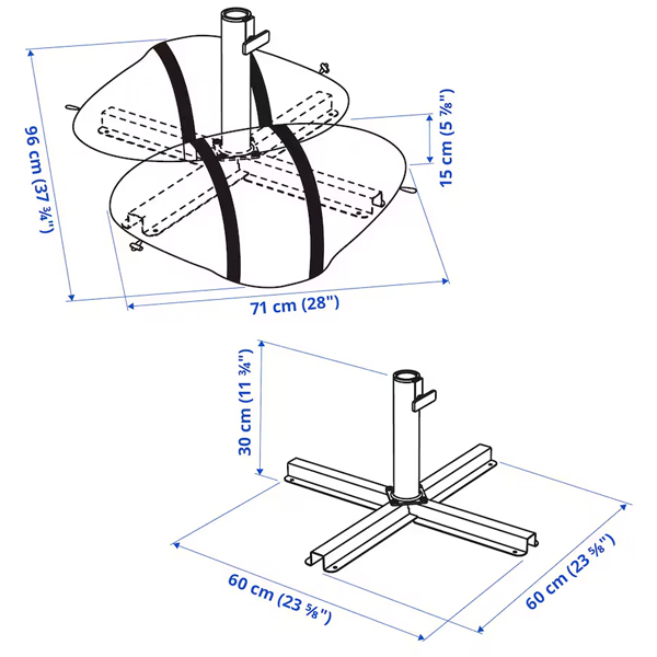 IGGON 60x60cm Postolje suncobrana sa vrećom za pijesak, tamnosiva