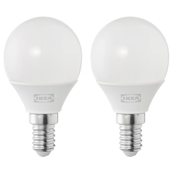 SOLHETTA LED sijalica E14 250 lumena, kugla opal bijela