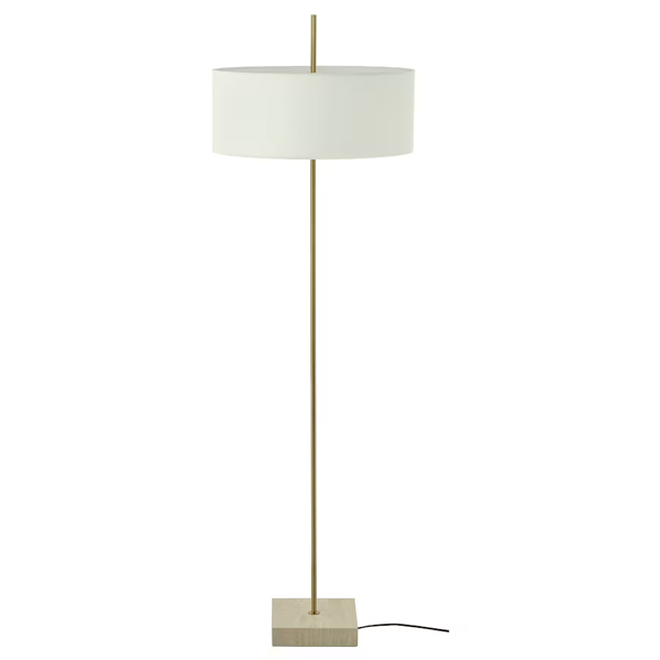STOCKHOLM 2025 Podna lampa, bijela tekstil/mesingano, 159 cm