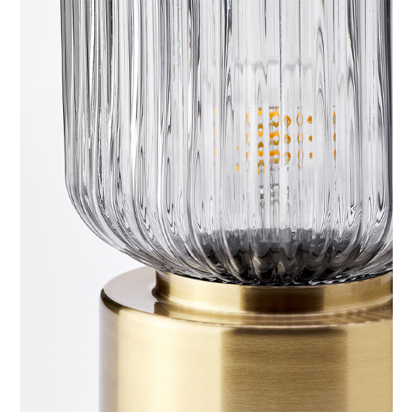 SOLKLINT 28cm Stona lampa, mesing/sivo bistro staklo