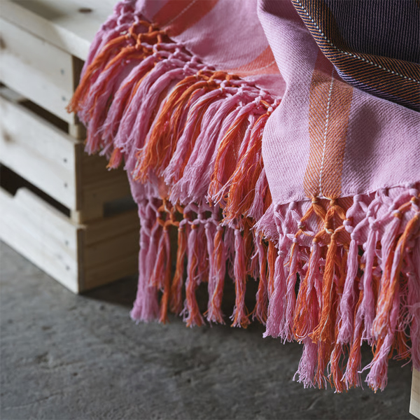 MAVINN 110x170cm Tanko ćebe, roze/narandžasta pruga