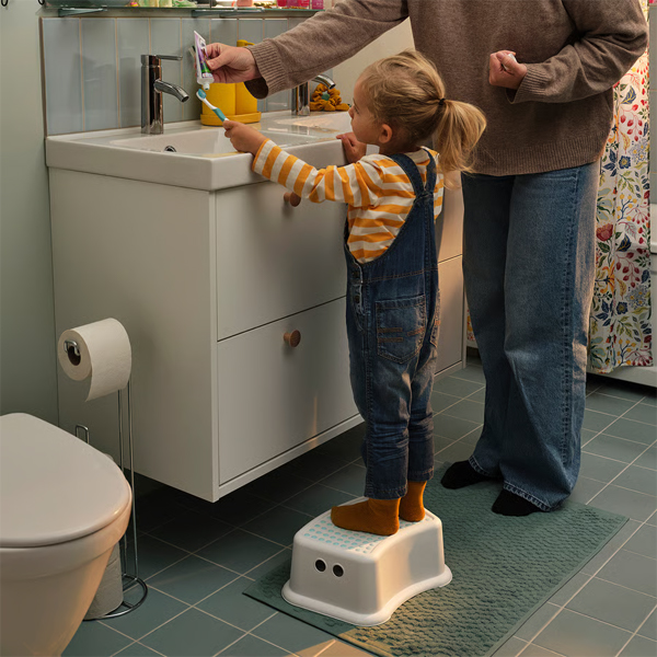 FORSIKTIG Stoličica za djecu, bijela/tirkizna