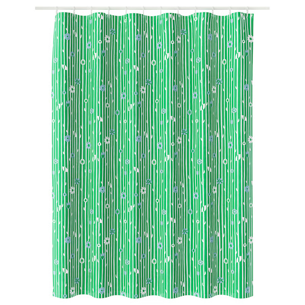 BOLLBUDDLEJA 180x200cm Zavjesa za tuš, zelena/cvjetna šara