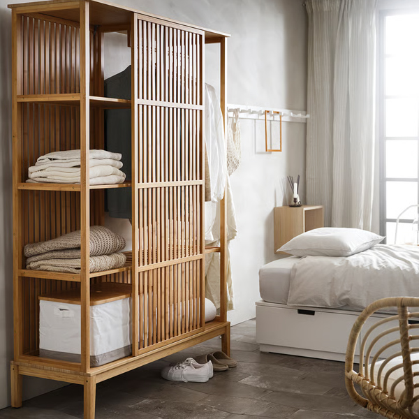 NORDKISA 120x186cm Otv. garderober s kliznim vratima, bambus