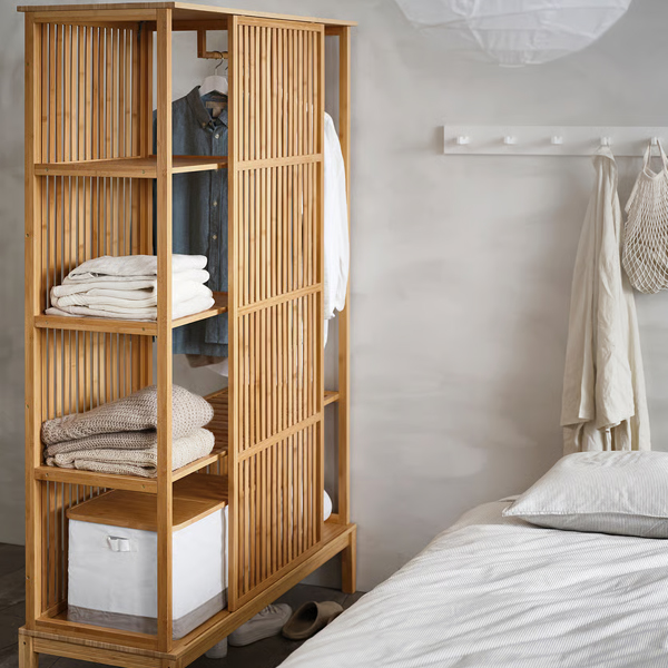 NORDKISA 120x186cm Otv. garderober s kliznim vratima, bambus