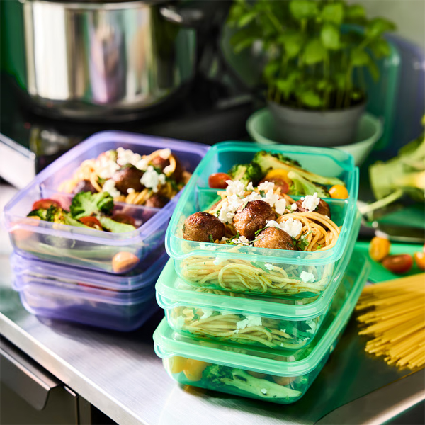 PRUTA 22x14x5cm Posuda za sendvič s poklopcem, lila/zelena