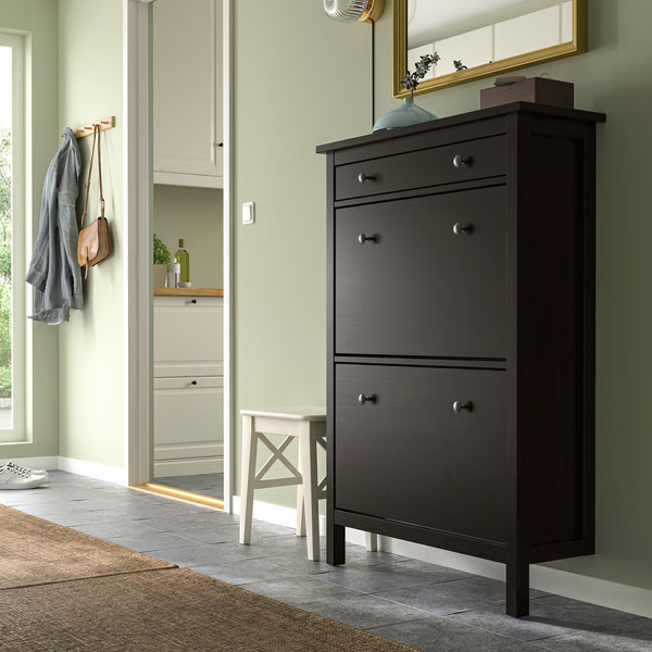 HEMNES 89x30x127cm Cipelar sa 2 odjeljka, crnosmeđa