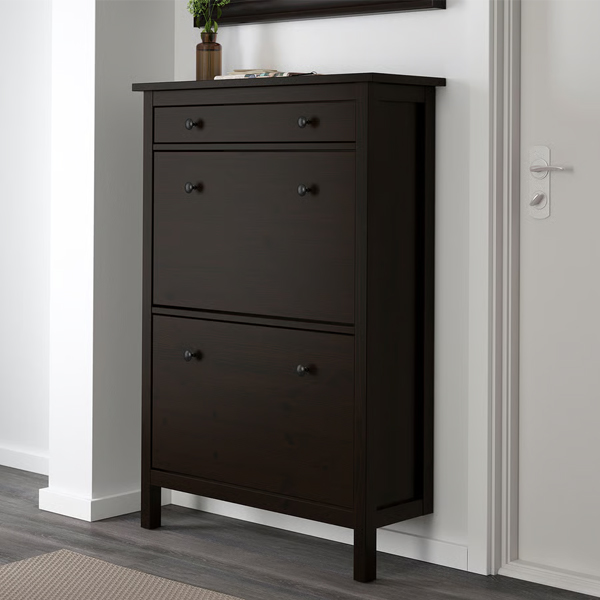 HEMNES 89x30x127cm Cipelar sa 2 odjeljka, crnosmeđa