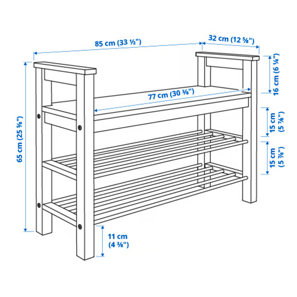 HEMNES 85x32x65cm Klupa s ormarićem za obuću, crnosmeđa