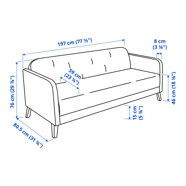 LINANAS Sofa trosjed, Vissle bež