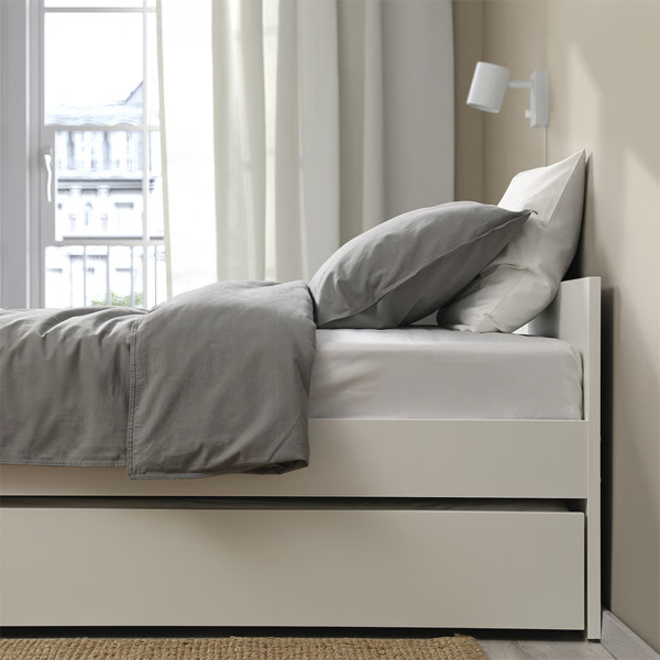 VIHALS 90x200cm Okvir kreveta sa izvlačnim ležajem, bijela/Luröy