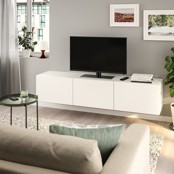 BESTA 180x42x38cm TV komoda sa vratima, bijela/Lappviken bijela