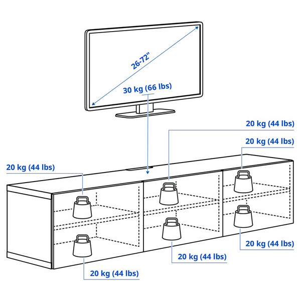 BESTA 180x42x38cm TV komoda sa vratima, bijela/Lappviken svijetlosiva/bež