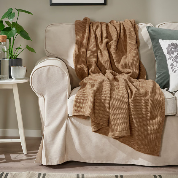 HUMLEMOTT 130x170cm Tanko ćebe, žuto-bež