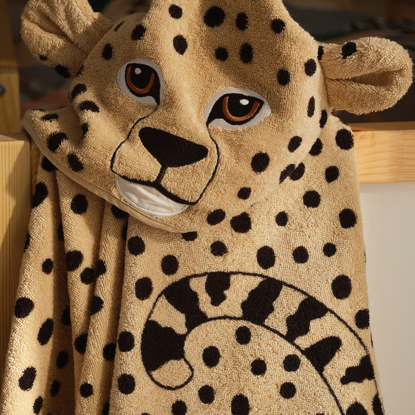 SANDLOPARE 70x140cm Peškir s kapuljačom, svijetlosmeđa/šara geparda