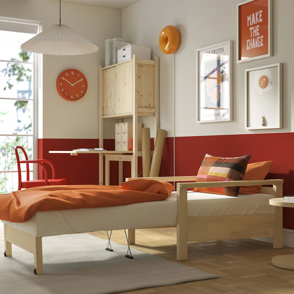 TORNSBORG Fotelja na razvlačenje, Naggen bež/borovina