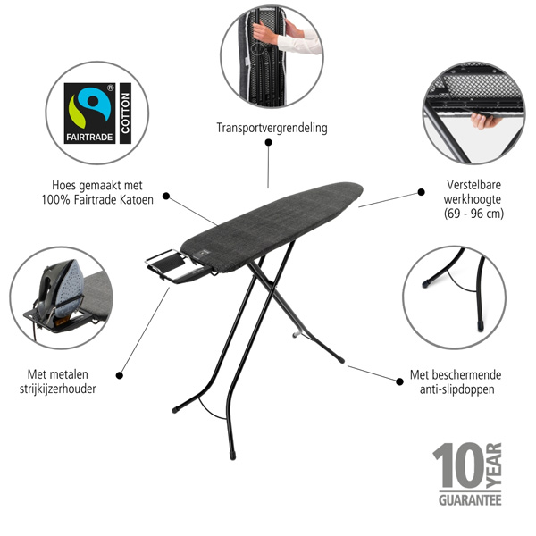 DASKA ZA PEGLANJE A 110x30cm - Denim Black, SIR